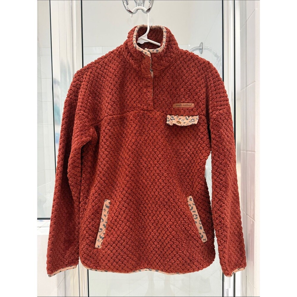 Simply, southern brown, high neck rust color animal print size small oversized
